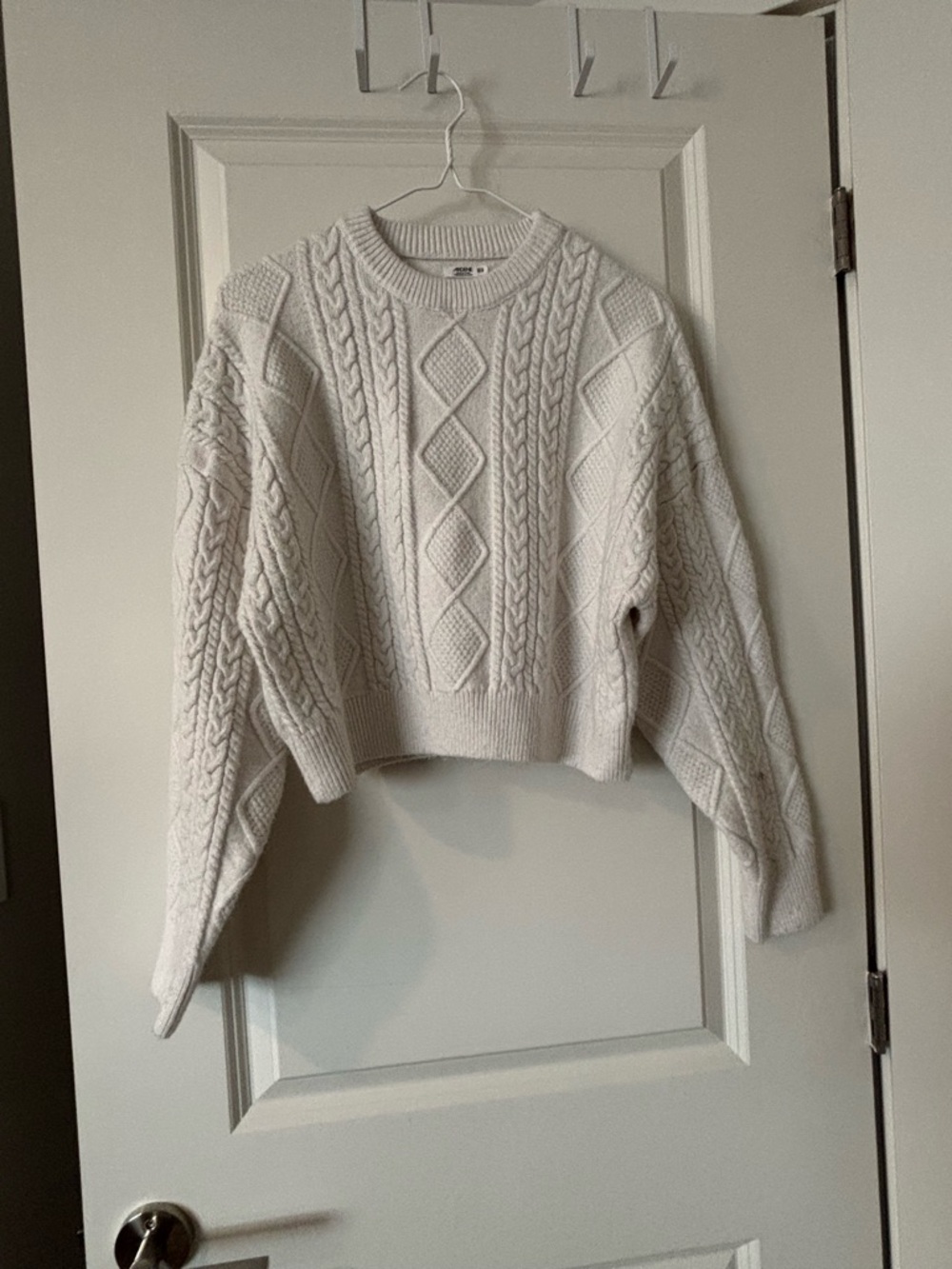 Ardene Cream Cable Knit Crewneck Sweater